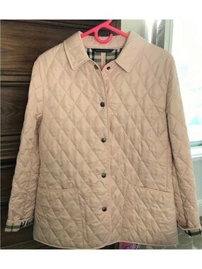 Burberry Quilted Light Pink Snap-Front Jacket M